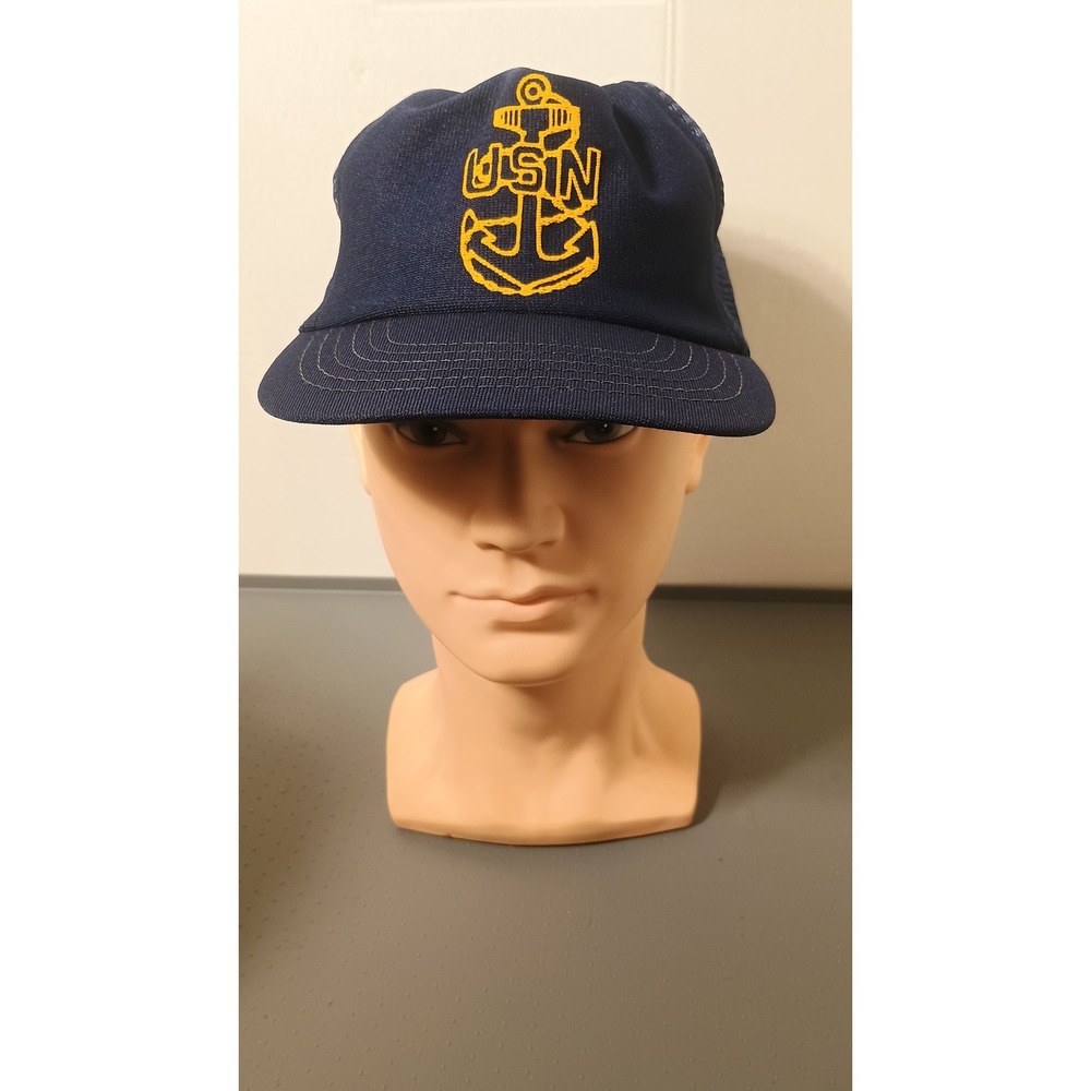 Military Promotions USN Trucker Hat Mens OSFA Navy Blue Good Vintage Anchor